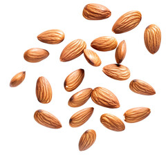 Almond nuts isolated on white background, AI generative