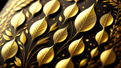 植物をモデルにした金色のレリーフ　フレーム　ツタ　葉っぱ　枝　豪華　ゴールド　Golden relief modeled after plants, frame, ivy, leaves, branches, gorgeous gold
