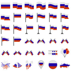 Russia flags icon set, Russia independence day icon set vector sign symbol