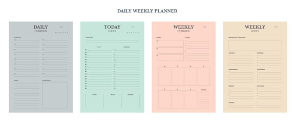 (Pastel) Today Weekly Monthly Yearly Planner. Vector illustration.
