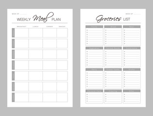 (Simple) Groceries List and Meal plan Planner. Plan your day make dream happen.