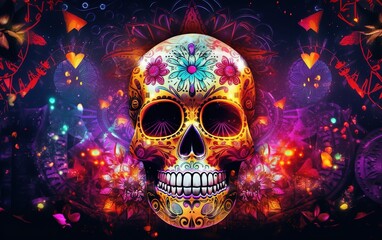 traditional day of the dead dia de muertos skull, Generative AI	