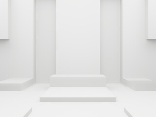 3D white geometric podium.