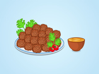 Creative Falafel Premium Illustration Design Set. Vegetable Watercolor Food Lunch, With Fast Food Premium Eat Tradition Drawing Vector.