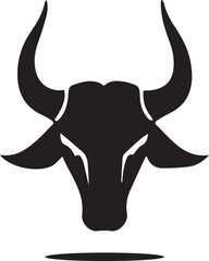 Simple black and white bull head vector logo