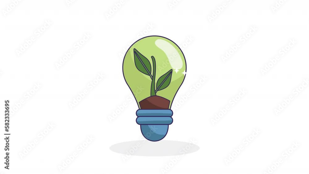 Poster ecology bulb with plant animation