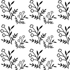Hand Drawn floral seamless pattern. Doodle flowers seamless pattern. Black and white floral pattern.
Template for fashion print, fabric or wallpaper. Seamless vector background.