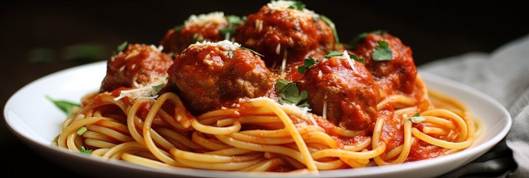 spaghetti and meatballs with marinara sauce