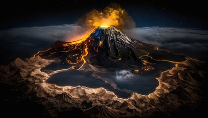 From Above, Witness the Beauty and Danger of a Volcanic Eruption, GENERATIVE AI