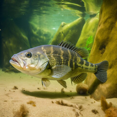 Bass fish in the water