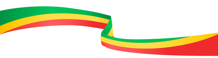 Republic of the Congo flag wave isolated on png or transparent background