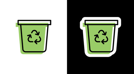 green recycle bin environmental logo  icon sticker