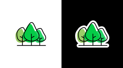 green trees natural environmental logo icon sticker