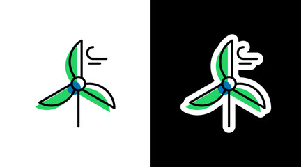 windmill green fan turbine energy environmental logo icon sticker
