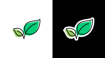 green leaves environmental logo icon sticker