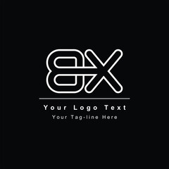 Premium Initial Letter BX logo design. Trendy awesome artistic black and white color BX XB initial based Alphabet icon logo