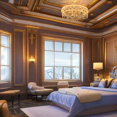 Fototapeta premium 9 A bedroom that has a television in the center of the room3, Generative AI