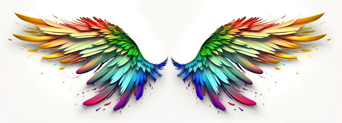 rainbow wings isolated on white background