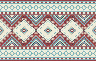 Ikat geometric folklore ornament. Tribal ethnic vector texture. Seamless striped pattern in Aztec style. Figure tribal embroidery. Indian, Scandinavian, Gypsy, Mexican, folk pattern. Boho chic design.