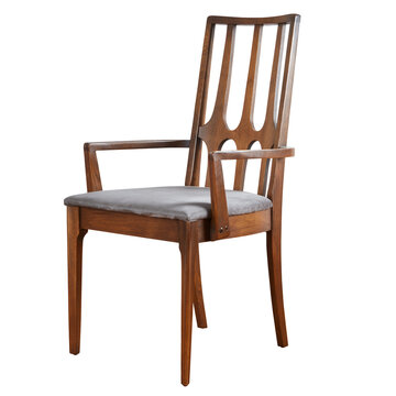 recommend clip art: Product photo of a unique Mid Century Modern Dining Chair. Angle view with no background.
