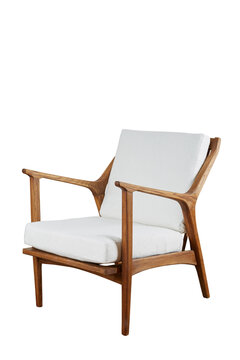 Handmade Danish Z Arm Chair of Midcentury Design. Product photograph with no background.