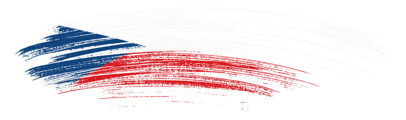 Obraz premium Czech Republic flag with brush paint textured isolated on png