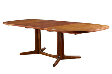 Mid-century modern rosewood dining table. Vintage minimalist furniture. No background. 
