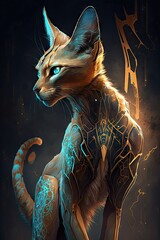Step into the Future with a Beautiful Ethereal Caracal Animal: A Beautifully Designed Artistic Illustration Perfect for High-Tech and Sci-Fi-Themed Projects (Generative AI)