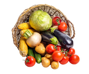 PNG. Overturned basket with vegetables