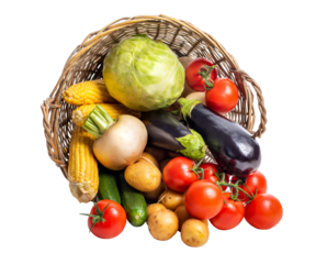 PNG. Overturned basket with vegetables