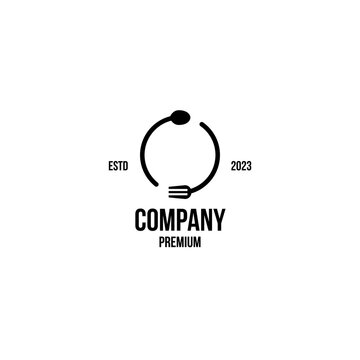 Vector spoon and fork circle logo design illustration idea