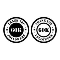 Fototapeta na wymiar Thank you 60k Followers celebration, Greeting card for 60000 social followers