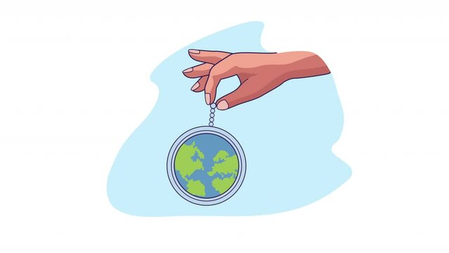 hand with world planet earth animation