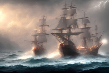Obraz premium Old Naval Ships