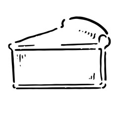 手描きのベイクドチーズケーキイラスト　白黒