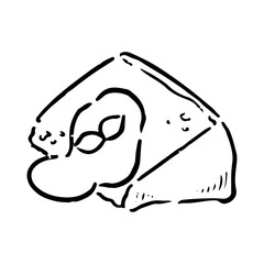 手描きのシフォンケーキイラスト　白黒