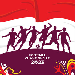 Inddonesian Football Background World Cup Vector. Football world cup background for banner, soccer championship 2023