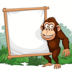 Monkey holding an empty canvas