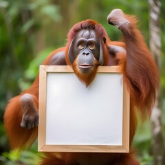 Orangutang holding an empty canvas