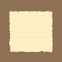 Obraz premium Torn yellow sticky note vector illustration. Ripped square office memo paper template.