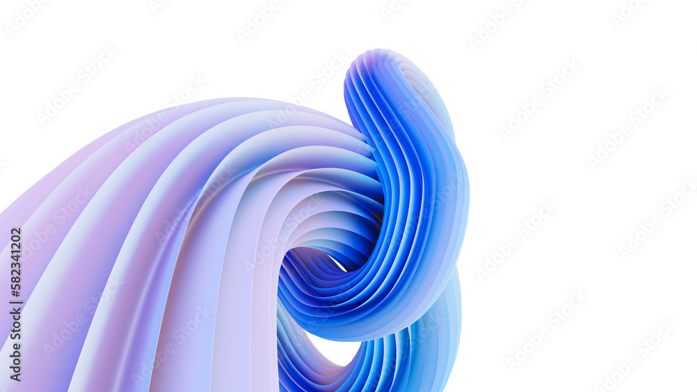 Fototapete 3d rendering of colorful abstract twisted shape in motion. computer generated geometric digital art