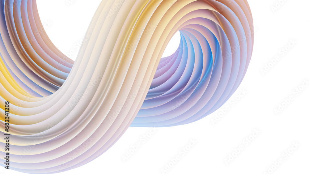 Fototapete 3d rendering of colorful abstract twisted shape in motion. computer generated geometric digital art