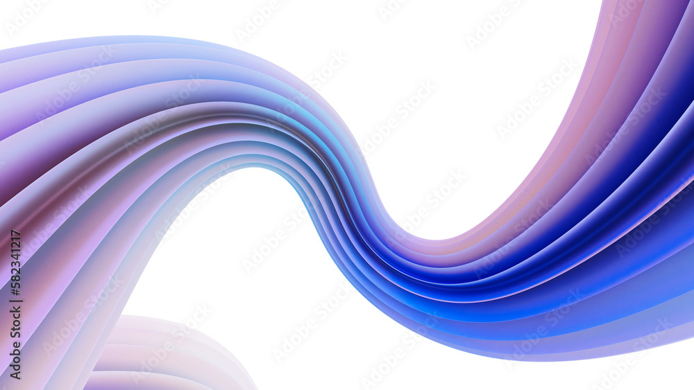 Fototapete 3d rendering of colorful abstract twisted shape in motion. computer generated geometric digital art