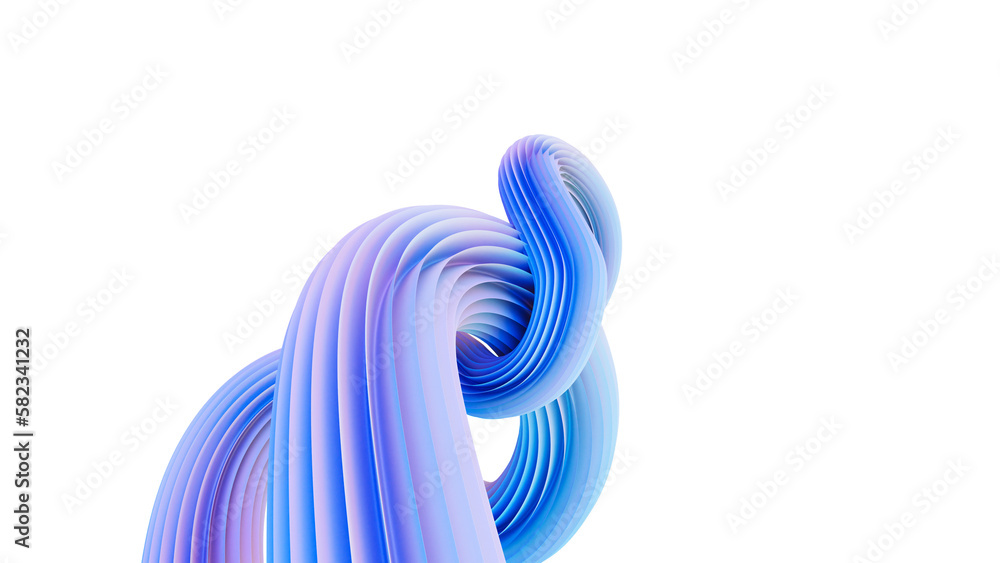 Fototapete 3d rendering of colorful abstract twisted shape in motion. computer generated geometric digital art