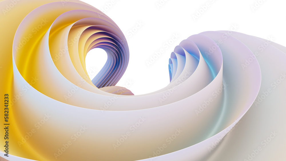 Fototapete 3d rendering of colorful abstract twisted shape in motion. computer generated geometric digital art