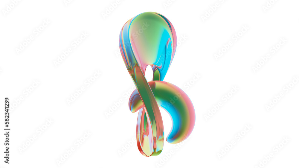 Fototapete 3d rendering of colorful abstract twisted shape in motion. computer generated geometric digital art