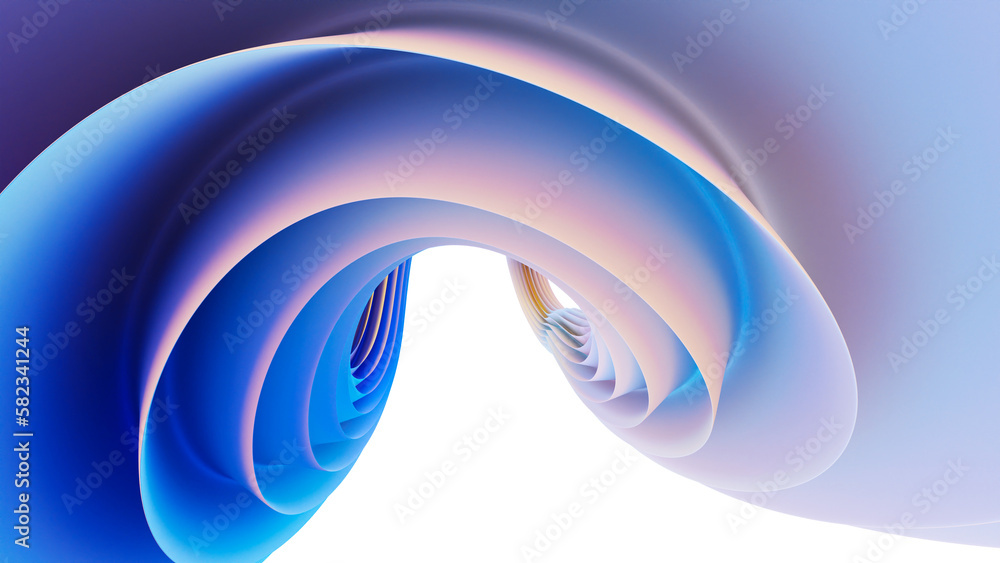 Fototapete 3d rendering of colorful abstract twisted shape in motion. computer generated geometric digital art