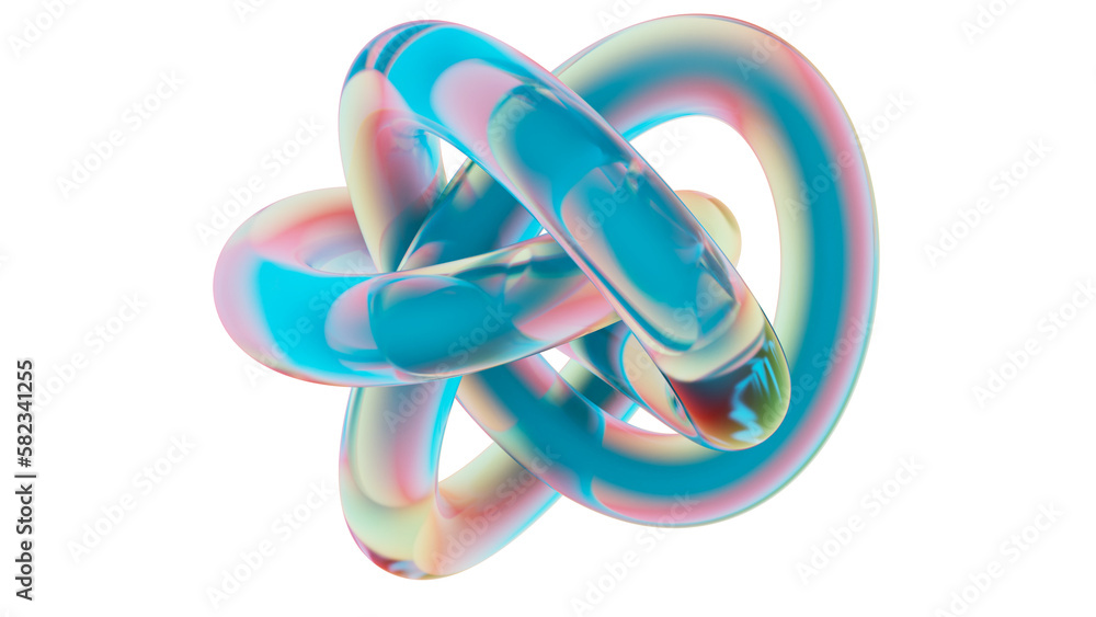 Fototapete 3d rendering of colorful abstract twisted shape in motion. computer generated geometric digital art