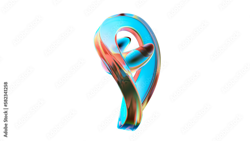 Fototapete 3d rendering of colorful abstract twisted shape in motion. computer generated geometric digital art