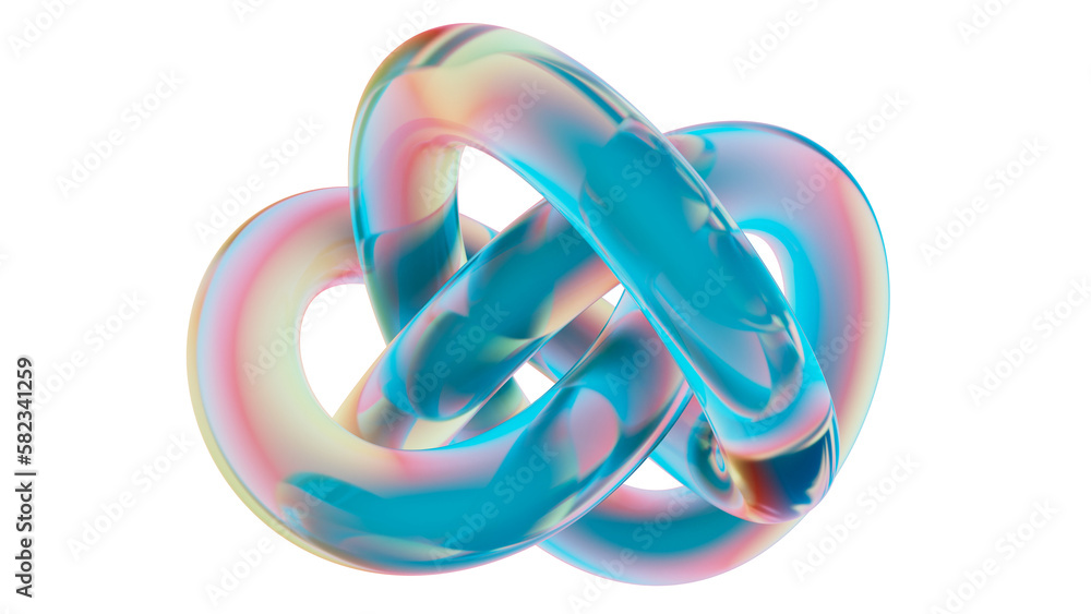 Fototapete 3d rendering of colorful abstract twisted shape in motion. computer generated geometric digital art